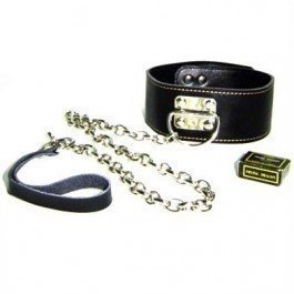 Wide Collar With Leash Black